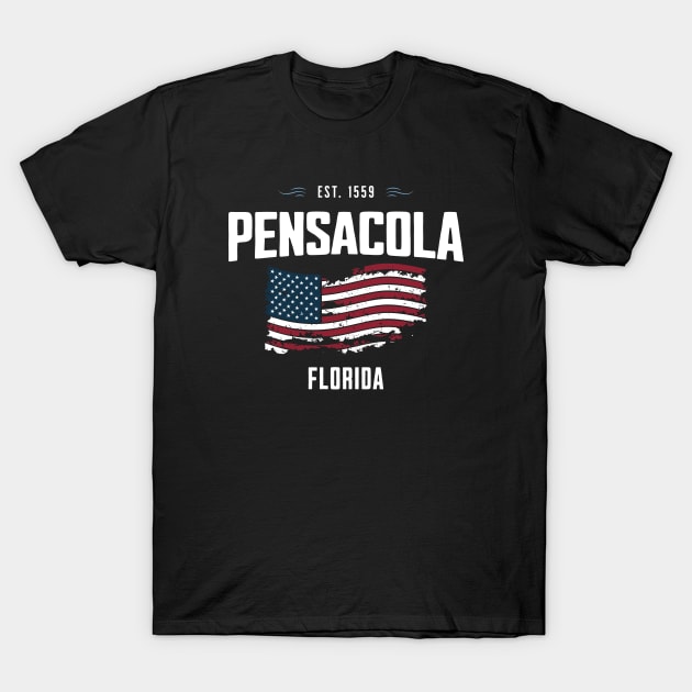 Pensacola Florida - Old Glory Patriotic USA Flag July 4th T-Shirt by TGKelly